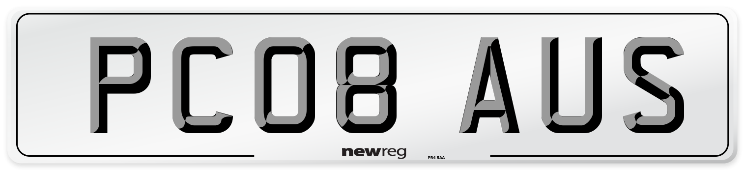 PC08 AUS Number Plate from New Reg